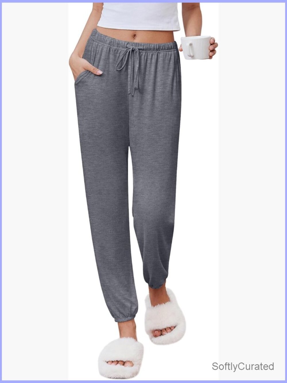 Womens Jogger Pajama Pants Comfy Lounge Sleep Pants with Pockets Drawstring